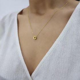 Elite Kuyumculuk Kadın 3 Boyutlu G Harf Altın Kaplama 925 Ayar Gümüş Kolye