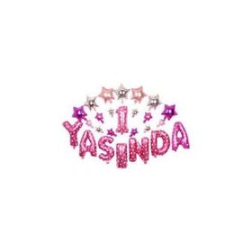 Elitetime Folyo 1 Yaşında Yıldızlı Set 16İnç Pembe P1 Balon