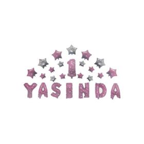 Elitetime Folyo 1 Yaşında Yıldızlı Set 16İnç Pembe P1 Balon