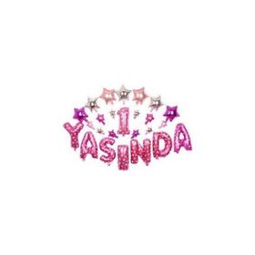 Elitetime Folyo 1 Yaşında Yıldızlı Set 16İnç Pembe P1 Balon