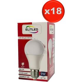Elitled Beyaz-White 9 W 18'li Set Led Ampül