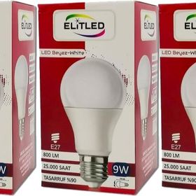 Elitled Beyaz-White 9 W 3'lü Set Led Ampül