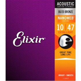 Elixir 11002 10 47 Nanoweb 80/20 Bronze Akustik Gitar Teli