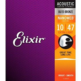 Elixir 11002 10 47 Nanoweb 80/20 Bronze Akustik Gitar Teli
