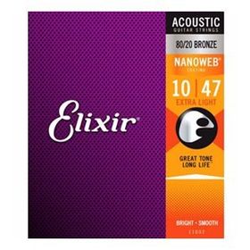 Elixir 11002 10 47 Nanoweb 80/20 Bronze Akustik Gitar Teli