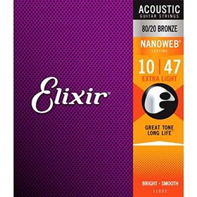 Elixir 11002 10 47 Nanoweb 80/20 Bronze Akustik Gitar Teli