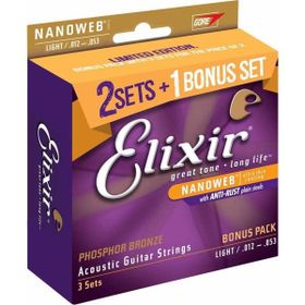Elixir 12-53 Nanoweb Phosphor Bronze Akustik Gitar Teli