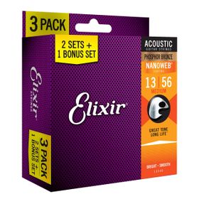 Elixir 13-56 Nanoweb 3'lü Set Akustik Gitar Teli