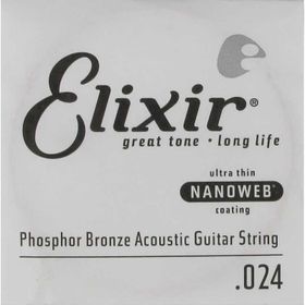 Elixir 14124 24 Nanoweb Phosphor Bronze Tek Akustik Gitar Teli