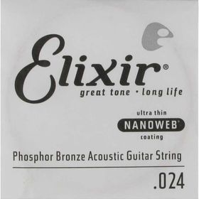 Elixir 14124 24 Nanoweb Phosphor Bronze Tek Akustik Gitar Teli