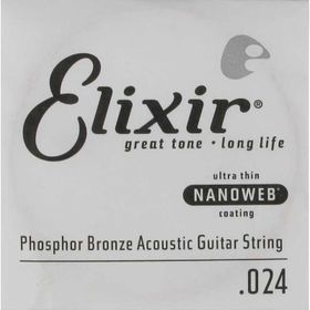 Elixir 14124 24 Nanoweb Phosphor Bronze Tek Akustik Gitar Teli