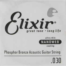 Elixir 14130 30 Nanoweb Phosphor Bronze Tek Akustik Gitar Teli