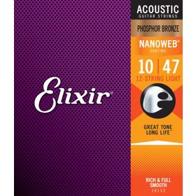Elixir 16152 Phosphot Bronze Nanoweb 12 10-47 Telli Akustik Gitar