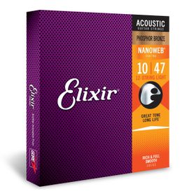Elixir 16152 Phosphot Bronze Nanoweb 12 10-47 Telli Akustik Gitar