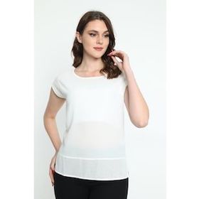Ella 5010009 Ekru Camelia Kadın Omuz Detaylı Yuvarlak Yaka Bluz