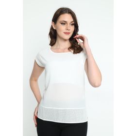 Ella 5010009 Ekru Camelia Kadın Omuz Detaylı Yuvarlak Yaka Bluz