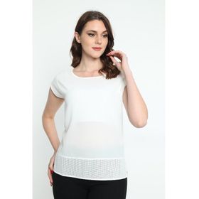 Ella 5010009 Ekru Camelia Kadın Omuz Detaylı Yuvarlak Yaka Bluz