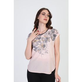 Ella 5010065 Pudra Camelia Kadın Çiçek Desenli Bluz
