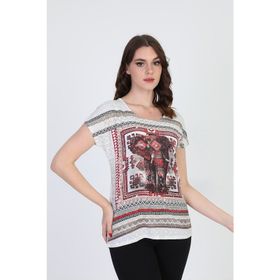 Ella 5010071 Ekru Camelia Kadın Etnik Desenli Bluz