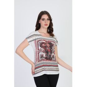 Ella 5010071 Ekru Camelia Kadın Etnik Desenli Bluz