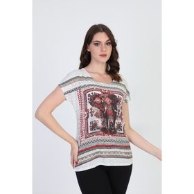 Ella 5010071 Ekru Camelia Kadın Etnik Desenli Bluz