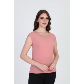 Ella Camelia 19E020 Taş Detaylı Kolsuz Pudra Kadın Bluz