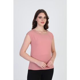 Ella Camelia 19E020 Taş Detaylı Kolsuz Pudra Kadın Bluz