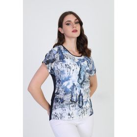 Ella Camelia 19E034 Desenli Kısa Kol Lacivert Kadın Bluz