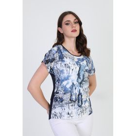 Ella Camelia 19E034 Desenli Kısa Kol Lacivert Kadın Bluz