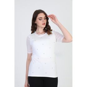 Ella Camelia 19E056 Taş Detaylı Ekru Kadın Bluz