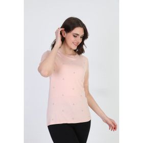 Ella Camelia 19E056 Taş Detaylı Pudra Kadın Bluz