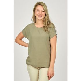 Ella Camelia 19E093 İşlemeli Haki Kadın Bluz