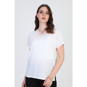 Ella Camelia 20E020 Yakası Dantel Detaylı Ekru Kadın Bluz