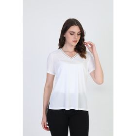 Ella Camelia 9E013 Yaka İşlemeli Ekru Kadın Bluz