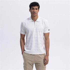 Ellesse EM493 Kırık Beyaz Fermuarlı Polo Yaka Erkek T-shirt