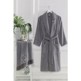 Elmira Textile Elmira Şalyaka Kadın Erkek Pamuklu Havlulu Banyo Bornoz Takımı