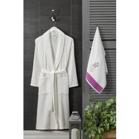 Elmira Textile Elmira Şalyaka Kadın Erkek Pamuklu Havlulu Banyo Bornoz Takımı