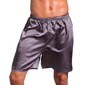 Elonglin Lounge Gri Ultra Yumuşak Elastik Bel Saten Erkek Pijama Şort