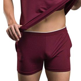 Elonglin Lounge Kırmızı Ultra Yumuşak Elastik Bel Erkek Pijama Şort