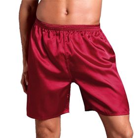 Elonglin Lounge Kırmızı Ultra Yumuşak Elastik Bel Saten Erkek Pijama Şort
