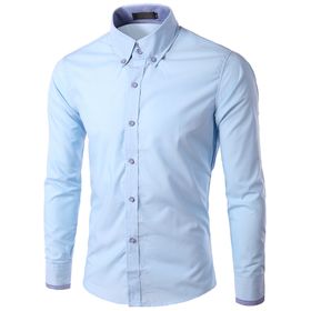 Elonglin Slim Fit Açık Mavi Uzun Kollu Erkek Gömlek