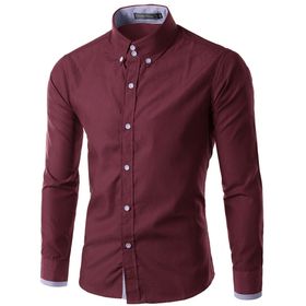 Elonglin Slim Fit Burgundy Bordo Uzun Kollu Erkek Gömlek