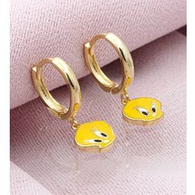 Else Silver Sarı Mineli Kuş Çocuk Gümüş Küpe