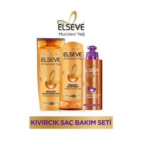 Elseve 6 Mucizevi Yağ Besleyici Bakım Şampuanı 450ml Bakım Kremi 360 ml Amla Saç Bakım Kremi