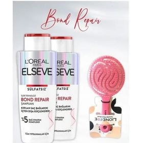 Elseve Bond Repair 2x200 ml Şampuan + Lionesse Yuvarlak Pembe Saç Fırçası