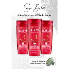 Elseve Color Vive 3x360 ml Renk Koruyucu Şampuan + Yeşil Şampuan Fırçası