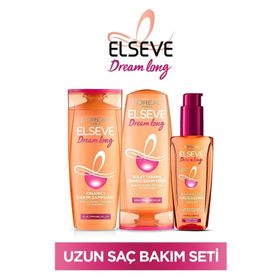 Elseve Dream Long Onarıcı Bakım Şampuanı 350 ml Saç Bakım Kremi 360 ml mükemmel Düz Pürüzsüzleştici Serum