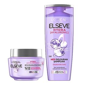 Elseve Hydra Hyaluronic 390 ml Nem Dolduran Şampuan + Hydra 300 ml Dolgunlaştıran Saç Maskesi