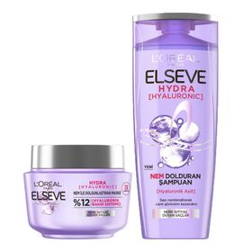 Elseve Hydra Hyaluronic 390 ml Nem Dolduran Şampuan + Hydra 300 ml Dolgunlaştıran Saç Maskesi