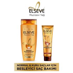 Elseve Mucizevi Yağ Besleyici 390 ml Bakım Şampuanı+Mucizevi Yağ 150 ml Saç Güzelleştirici Krem